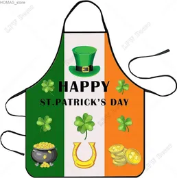 앞치마 행복한 St.Patricks Day Apron Clover Coin Apron Chef Kitchen Aprons Cooking Grilling Apron For Holiday Dinner Party BBQ Cooking Y240401