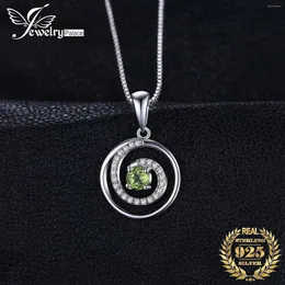 Prendants Jewelrypalace Circle Round Natural Peridot 925 Sterling Silver Prendant Necklace for Women Fashion Gemstone Dchoker بدون سلسلة