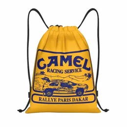 camel Racing Service Drawstring Backpack Sports Gym Bag for Men Women Training Sackpack R7xT#
