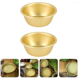 أدوات المائدة مجموعات 2pcs Makgeolli Bowls الأرز وعاء التقليدي الكوري للتخييم Makori حساء رامين (ذهبي)