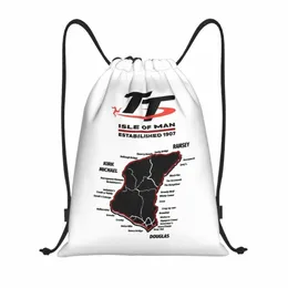 custom Isle Of Man TT Drawstring Bags Women Men Lightweight Racing Sports Gym Storage Backpack e0gh#