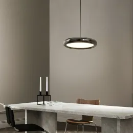 Черный хромированный светодиодный подвесной ламп минималистский для столовой гостиной ресторан