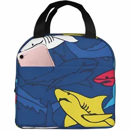 Sacola de almoço reutilizável Colorful Shark Underwater Isolado Lunch Bag Durável Cooler Lunch Box E3lh #