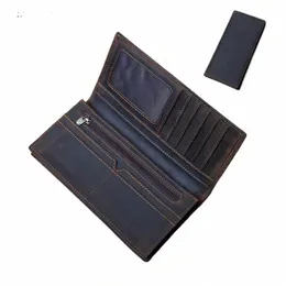 NZPJ Vintage Leather Men's Wallet Mad Horse Leather LG Cell På Bag First Layer Cowhide Multi-Card ID BAG W4KJ#