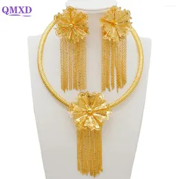 Naszyjniki Zestaw mody Dubaj African Gold Kolor For dla kobiet duży i okrągły wisior wesela biżuterii Prezenty