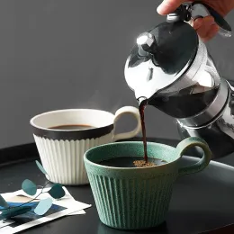 Tazze da caffè in ceramica fatta a mano tazze in ceramica in stile retrò da 320 ml di tazza di colazione all'avena resistente al caldo regalo creativo per gli amici