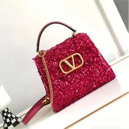 Borsa da donna di design di alta qualità Borsa a tracolla di alta qualità Borsa a tracolla in vera pelle con paillettes Borsa a tracolla a tracolla con motivo a lettera alla moda spedizione gratuita