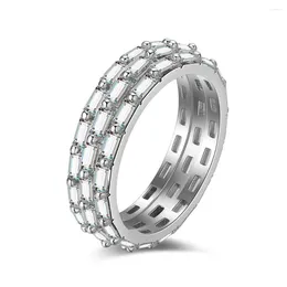 Cluster Rings Zhenchengda 2024 Produkt Oregelbunden arrangemang Full Diamond Zircon Ring Pure Silver European och American Fashion