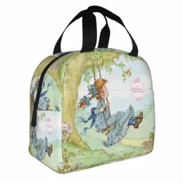 Sarah Kay Swing Girl Carto Lunch-Tasche, tragbar, isoliert, aus Segeltuch, Kühler, niedliches Landleben, Thermo-Picknick-Reise-Lunchbox J1Gg #