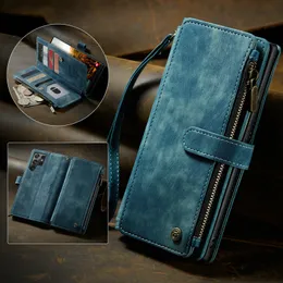 Case Caseme Galaxy S23 para Samsung Zipper Wallet S23 Ultra 5G S21 S22 Plus Slots de cartão de crédito Livro de couro Telefone Z Fold 3 4 Case