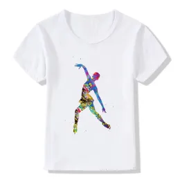 WaterColor Ice Skating Girl Design Tanda per bambini Shirt Summer Tops Abbigliamento Bianco Thirt personalizzati per bambini