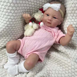 17inch bemalte wiedergeborene Babypuppe Elijah lebensechte Neugeborene Puppe handgefertigtes bemaltes Haar 3D -Hautton sichtbare Venen Geschenk für Mädchen