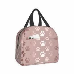 pet Prints Lunch Bag Cute Paw Print Insulated Lunch Bag for Women Men Teen Dogs Cats Cooler Bag Thermal Picnic School Work D63V#