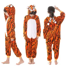 Pijama infantil de Kigurumi para meninos meninas unicórnio de pijamas flanela infantil pinda pijamas terno animal sono sono roupas de inverno gato macacão