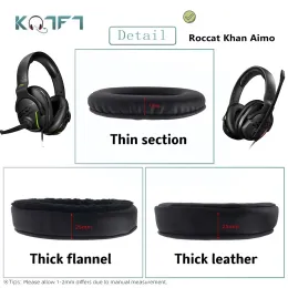 Zubehör KQTFT 1 Paar Ersatz-Ohrpolster aus Samtleder für Roccat Khan Aimo Headset Ohrenschützer-Abdeckung Kissenschalen