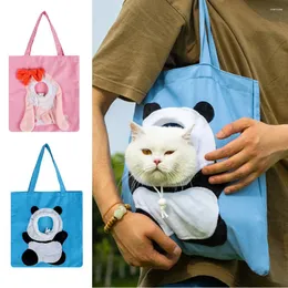 Kattbärare husdjur som bär väska tecknad panda husdjur handväska stor kapacitet resor mjuka bärbara söta hundväskor