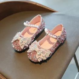 Кроссовки Spring Kids Leather Shoes Fashion Bowtie Girls Princess Blin