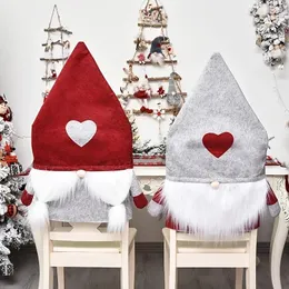 Coprisedie 1 pezzo Natale Amore Foresta Anziani Nani senza volto Set Decorazione natalizia Sala da pranzo