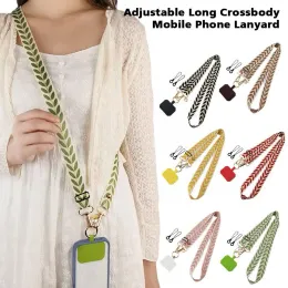 Verstellbarer langes Crossbody Mobiltelefon Lanyard Weites Stoffband Frauen Lanyard Anti-Lost Perle Hanging Neckband Seil ornam E8W6