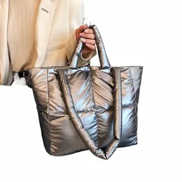 Зимняя женская сумка большой емкости на пуху, пушистый магазин, сумка через плечо, водонепроницаемая сумка-тоут с мягкой подкладкой для женщин d9of #