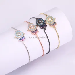 Bilezikler 10 PCS ZYZ1761395 Moda Fatima Hamsa El Ele Cazibe Konnektörü Kadınlar İçin Mikro Pave CZ Zirkonya Bileklik Türk Takıları