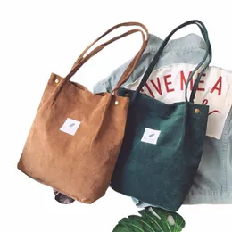 new Women Handbags Corduroy Shoulder Bags Reusable Large Capacity Shop Bags Casual Portable Bolsas Feminina Dropship T7Cs#