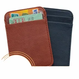 5 Slot Slim RFID-blockierende Leder-Geldbörse Kredit-ID-Kartenhalter Geldbörse Mey Fall-Abdeckung Anti-Diebstahl für Männer Frauen Männer FI-Taschen V5qO #