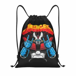 Benutzerdefinierte Mazinger Z Kordelzug Rucksack Taschen Männer Frauen Leichte UFO Roboter Anime Gym Sport Sackpack Säcke für Yoga l2kM #