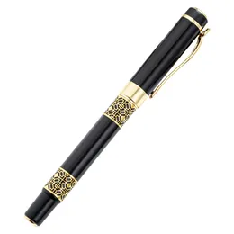 Luxury Black Golden intaglio intagliato in mogano penna penna penna iraurita caneta tinteiro stazionamento penna stilografica stilo pennacchio