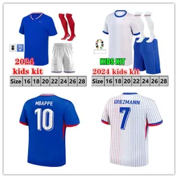 2024 Kids Mbappe Soccer Jerseys Zaire-Emery Giroud Griezmann Tchouameni Kolo Muani Coman Saliba Thuram Camavinga 24 25 French Football Shirt Kit