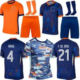 24 Paesi Bassi 2024 25 Memphis Soccer Jersey Holland Jong Virgil Dumfries Bergvijn Klaassen Blind de Ligt Men Kit Kit Dutch Pre Match Training Shirt da calcio