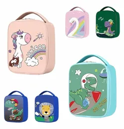 FI Dinosaur Cooler Lunch Bag Isolated Thermal Food Portable Lunch Box FuncTial Food Picnic Lunch Påsar för kvinnor Kids H3BY#