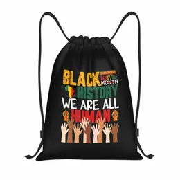 black History Mth 247365 We Are All Human Drawstring Bags Gym Bag Hot Lightweight u1f0#