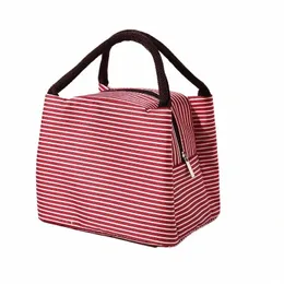 amiqi Striped Cooler Bag High Capcity Women Lunch Bag Cvenient Lunch Bag Waterproof Thermal Insulated Food Bags for Breakfast g0mX#