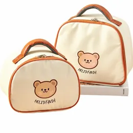 lunch Bag Leather Bear Kids Large Capacity Bento Pouch For Children Thermal Insulated Cooler With Tablee Cup Tote Picnic Box r1O0#