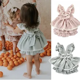 1 Conjunto vintage, menina de bebê sem mangas, vestido cruzado de travestia de vestido de vestido de vestido de vestido de princesa para criança