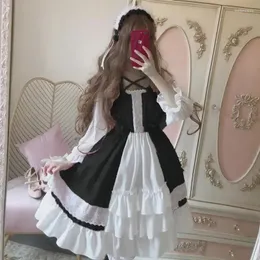 Casual Dresses 2024 Japanese Loli Lolita kjol Op Small Cute Dress Schoolgirl Fairy Gothic Women Kawaii Y151
