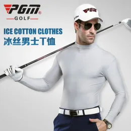 Skjortor utomhussport PGM MENS Summerskjorta Underkläder Golf Shirt Sunscreen UV Ice Tshirts Långärmad kläder Golf Apparel For Men