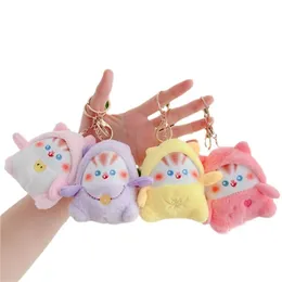 2024 Hot Sale Wholesale Positive Energy Cartoon Anime Egg Cat Disguise Lucky Cat Plush Pendant Toy Key Chain Bag Charm Gift