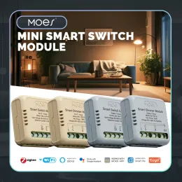 Control MOES Star Ring Series Mini Tuya WiFi/Zigbee Smart Switch DIY Module Light Switch 1/2 Gang Remote Control Work Alexa Google Home