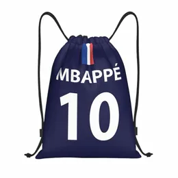KM Mbappes Futbol Drawstring Bag Erkek Kadın Katlanabilir Spor Salonu Sackpack Fransız Bayrak Futbol Eğitim Depolama Sırt Çantaları I2ZG#