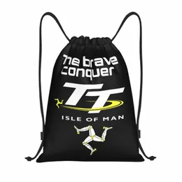 Personalizado Isle Of Man TT Drawstring Bags Mulheres Homens Leve Sports Gym Storage Backpack V1RA #