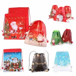 1pcs Noel Noel Baba Drawstring Çantalar Seyahat Depolama Paketi N Dokumalı Kumaş Sırt Çantası Doğum Günü Etkinlik Parti Malzemeleri Z3UG#