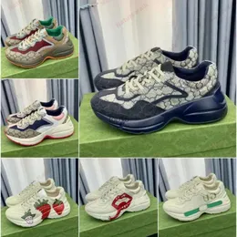 2024 Designer shoes Rhyton Sneakers Casual Shoes Multicolor Sneakers Beige Men Trainers Vintage Chaussures Ladies casual leather Shoes Sneaker size 35-45