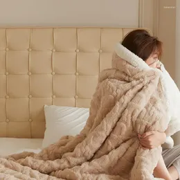 Koce jesień i zimowy koc zagęszony Tafu Pluszowy ciepłe pokrycie jagnięcego polaru swobodna kołdra łóżka