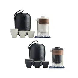 Travel Tea Set Maker with Portable Bag Teaware Kung Fu Pot for Camping Outdoor Activity Office Friends Housewarming 240325