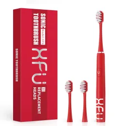 Toothbrush XFU Sonic Electric Toothbrush Waterproof Teeth Brush Oral Care Red Black Adult Timer Brush Two Heads SG2007