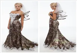 2016 Unique Realtree Mermaid Camo Wedding Dresses New Sweetheart With White Bead Lace Backless Sweep Train Forest Wedding Gowns Cu5365180