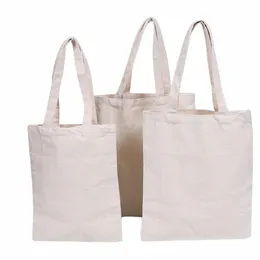 1pc Creamy White Canvas Shop Borse Borsa a tracolla Tote Shopper Bag Pittura fai da te Cott naturale Pianura per le donne Eco riutilizzabile F5PY #