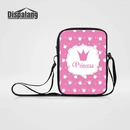 Сумки на плечо Dispalang, модная сумка на молнии для девочек, принцесса с короной, розовый узор, маленькая сумка через плечо, мини-мессенджер для женщин